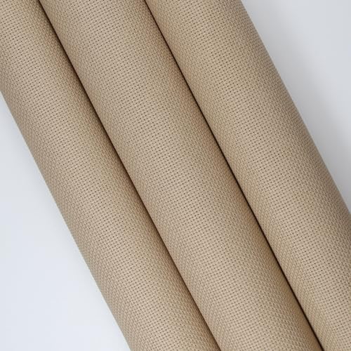 Image of KCS 3 pc of 15 inch x 18 inch Counted Cross Stitch Cotton Aida Cloth Needlework Fabric (Khaki, 16CT)