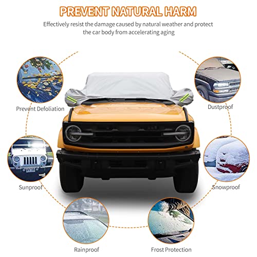 Image of Car Cover for Ford Bronco 4 Door 2021 2022 2023 Windproof Dustproof Scratch Resistant Outdoor UV Protection Auto Rain Sunshade Exterior Cover Accessories