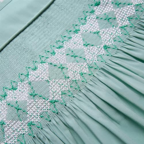 Girls Elegant Green Summer Casual Smocked Clothing Toddler Kids Holiday Dresses Size 2 3 4 5 6 8 10 124