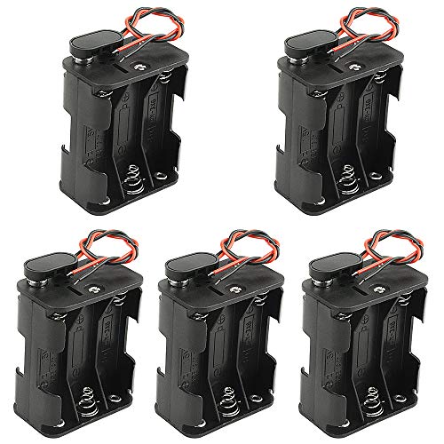 WMYCONGCONG Lot de 5 supports de batterie AA 1,5 V avec connecteur à pression standard et boîtier en plastique dur Type T Fil (6A) Cover