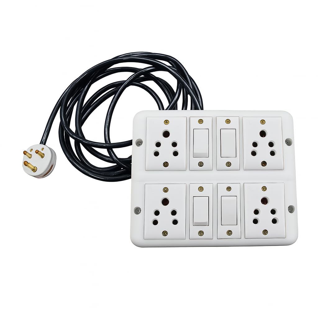 Tech Retail® 6A Extension Board with 4 Universal Sockets & Individual Switches Heavy-Duty Copper Wire Shockproof Body Made for Indian Homes & Offices White-picture-23