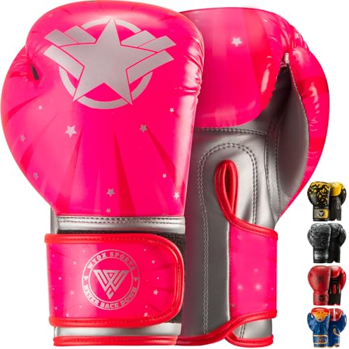 WYOX Guantes de boxeo para niños, de piel de piel Maya y Muay Thai, guantes de entrenamiento para kickboxing, saco de boxeo, almohadillas de enfoque, MMA, almohadilla tailandesa, guantes de boxeo de