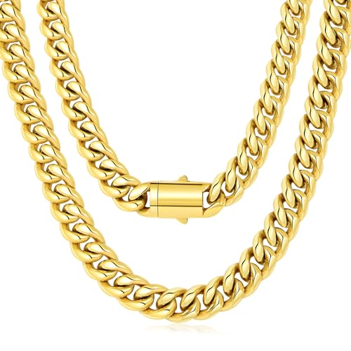 Chaîne Miami durable en or cadeau pour lui collier homme cubain 12mm