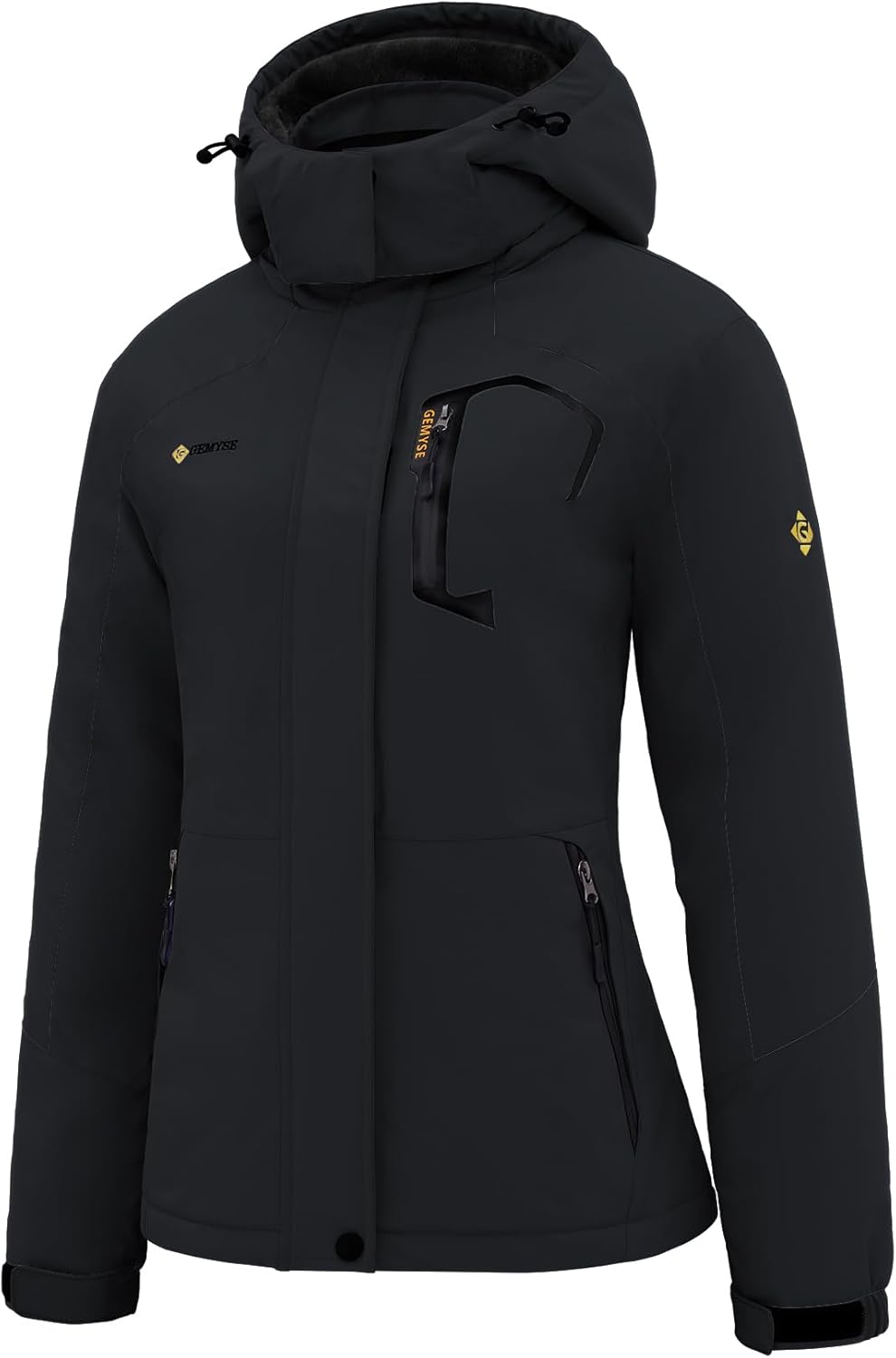 GEMYSE Women's Ski Snow Jacket Warm Winter Waterproof Coat Snowboard Rain Jacket Hooded Windproof Windbreaker