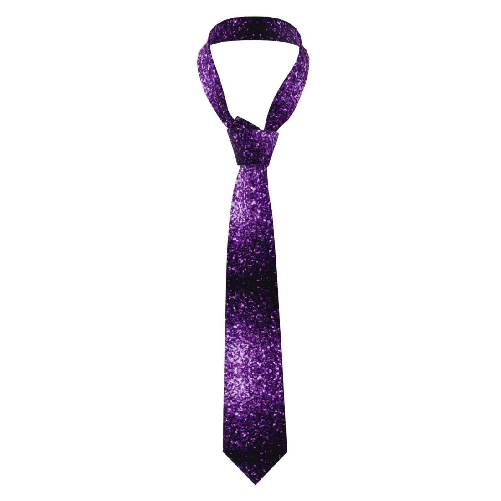 Nianyuer Men's Necktie with Beautiful Purple Glitter Print Design, Classic Neckwear Business Formal Tie for Office Wedding