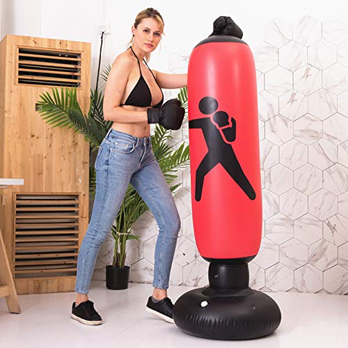 Saco de boxe de PVC para boxe, Romacci Saco de soco de boxe inflável de PVC 160cm em pé Tumbler Home