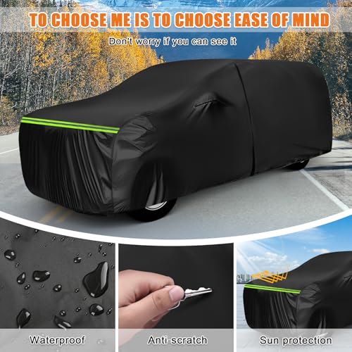 Image of Waterproof Cover for Truck with Rear Topper, Replace for Toyota Tacoma /Ford Ranger /Nissan Frontier 5ft, Heavy Duty Truck Cover with Door Zipper for Snow Rain Dust Protection