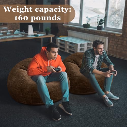 Image of Realspring Inflatable Bean Bag Chairs Outdoor Blow up Camping Chairs Inflatable Lazy Sofa Folding Portable Bean Bag Loungers Couch for Movie Night(Dark Coffee,2 Pcs)