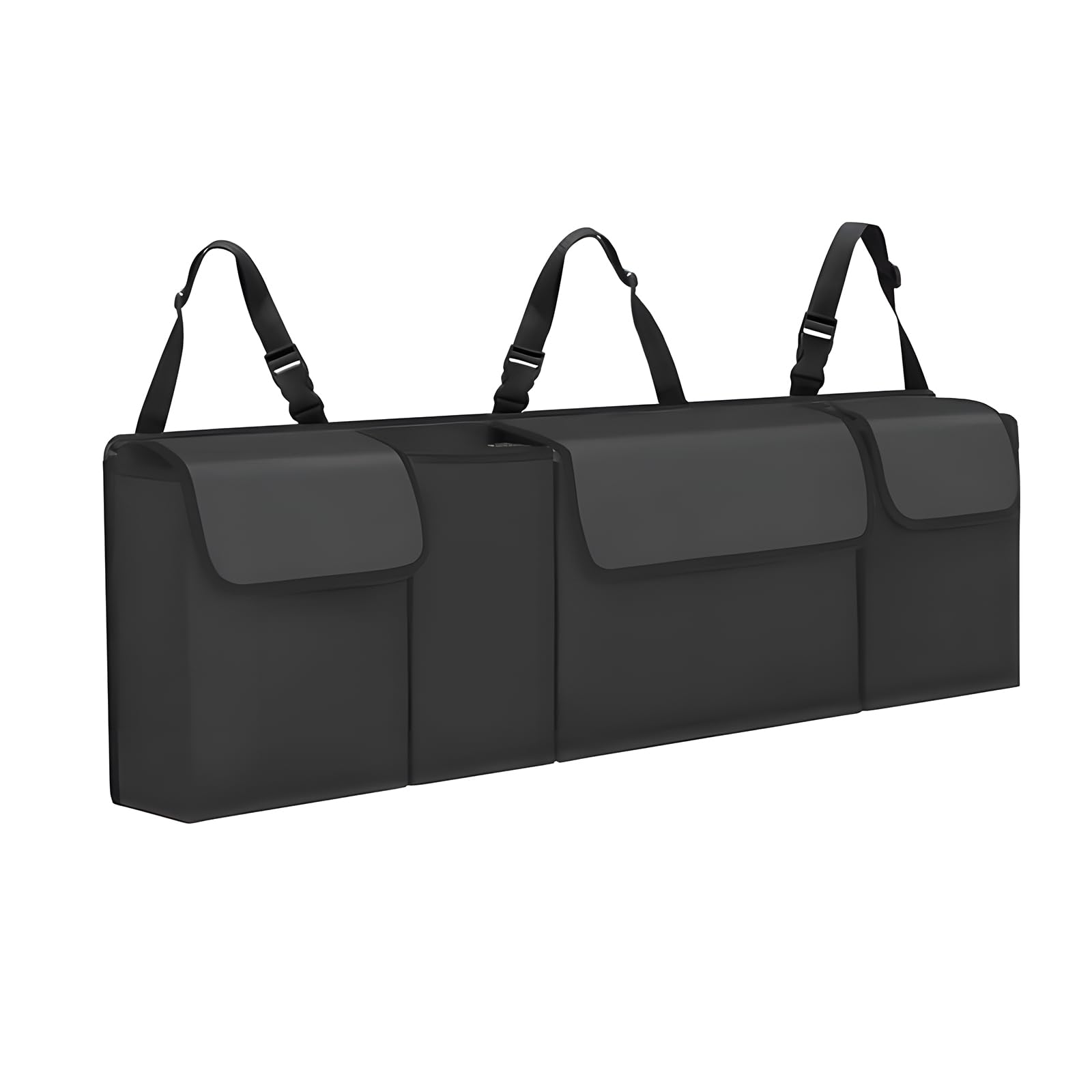 X spring Car Trunk Organizer, Cargo Organizer with 5 Large Storage Pockets, Backseat Hanging Large Storage Box with Adjustable Straps, Waterproof Collapsible Cargo Bag for Suv, Truck, Van, Sedan
