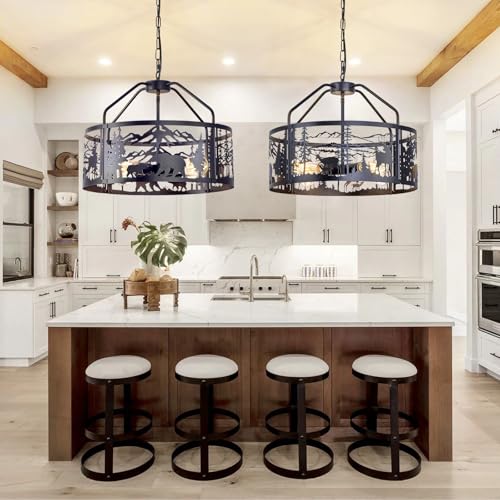 Farmhouserusticceilinglightfixturemodernblackmetalchandelierlightfixturewithbearanddeerdesignadjustableheightperfectsforkitchenlivingroomhallwayfoyerentrywaylighting  Urban Country Home Decor Farmhouse rustic ceiling light fixture modern black metal chandelier light fixture with bear and deer design adjustable height perfects for kitchen living room hallway foyer entryway lighting  urban country home decor