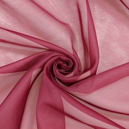 ESLIR Curtains with Tabs Window Curtain Transparent Voile Berry W x H 140 x 145 cm Pack of 1, W 55.1" x L 57.1" (1 Panels) - Image 3