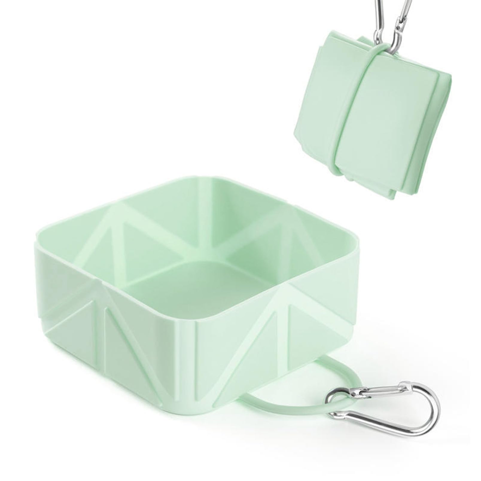 OAIEU Pet Collapsible Bowls For Cats Dogs Portable Silicone Pet Feeding Watering Dish For Walking Parking Traveling With Carabiner(Green)