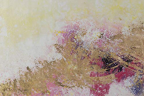Foto von KunstLoft® XXL Gemälde 'Zarte Vanilleblumen' 180x120cm | original handgemalte Bilder | Tupfer Abstrakt Gelb Rosa | Leinwand-Bild Ölgemälde einteilig groß | Modernes Kunst Ölbild