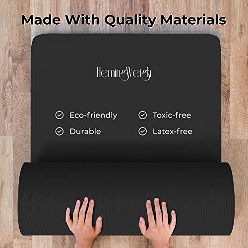 Hemingweigh Extra Thick Yoga Mat For Women And Men With Strap, 72X23 In Large Non-Slip Exercise Mat For Home Workout Outdoor Training Pilates Stretching, Fitness Pad Cushions Knees And Back, 1/2 Inch, Black #TOP1
