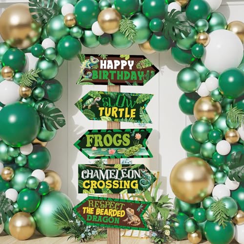 Image of 20 Pieces Reptile Birthday Party Decorations Welcome to Reptile Party Directional Signs Swamp Lizard Snake Alligator Reptile Birthday Party Supplies Wall Door Porch Yard Sign