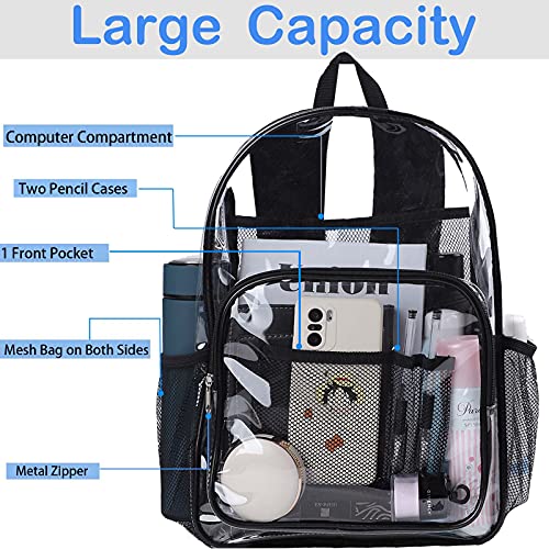 Clear Backpack Stadium Approved For Women Men Heavy Duty See Through Transparent Pvc Backpacks For School Work Travel，Black #TOP3