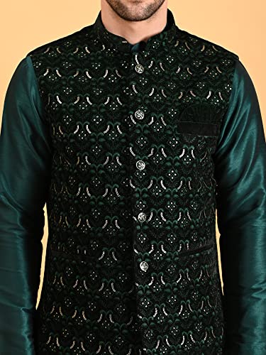 Image of Uri and MacKenzie Men's Silk Blend Kurta Pajama with Designer Ethnic Nehru Jacket /Modi Jacket