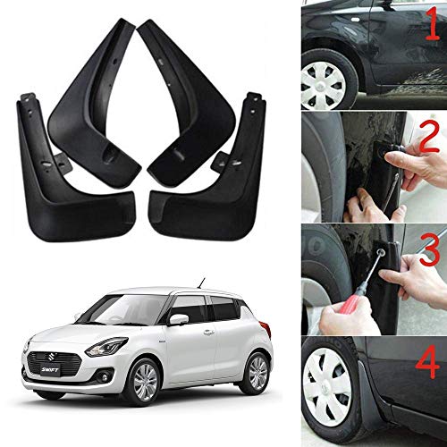Image of Oshotto (O.E.M Fitting Cup Type) Mud Flap /Splash Guard Compatible with Maruti Suzuki Swift 2011,2012,2013,2014,2015,2016,2017 (T-III) (Set of 4)