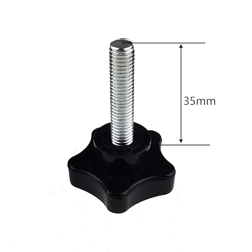 Vista 26 de Paquete de 2 tornillos de ajuste de perilla de mano de estrella de repuesto de rosca negra de 0.315 in (M8 x 1.969 in)