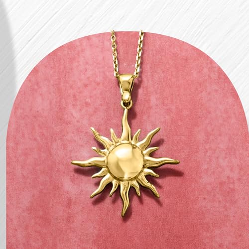 Ross-Simons Italian 18kt Gold Over Sterling Sun Pendant Necklace. 18 inches3