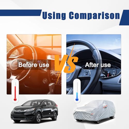 Image of Kayme 6 Layers SUV Car Cover Custom Fit for Honda CRV CR-V (1995-2025), Waterproof All Weather for Automobiles,Rain Sun UV Protection.Silver