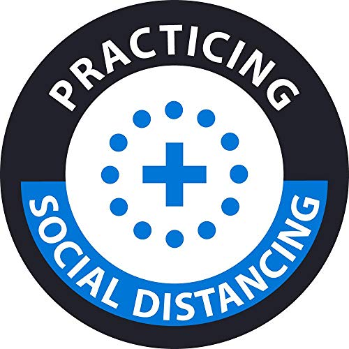 Image of NMC HH172 Practice Social DISTANCING Label, Hard Hat Sticker, 2 X 2 X 0.005, Pressure Sensitive Vinyl .0045 25 /PK