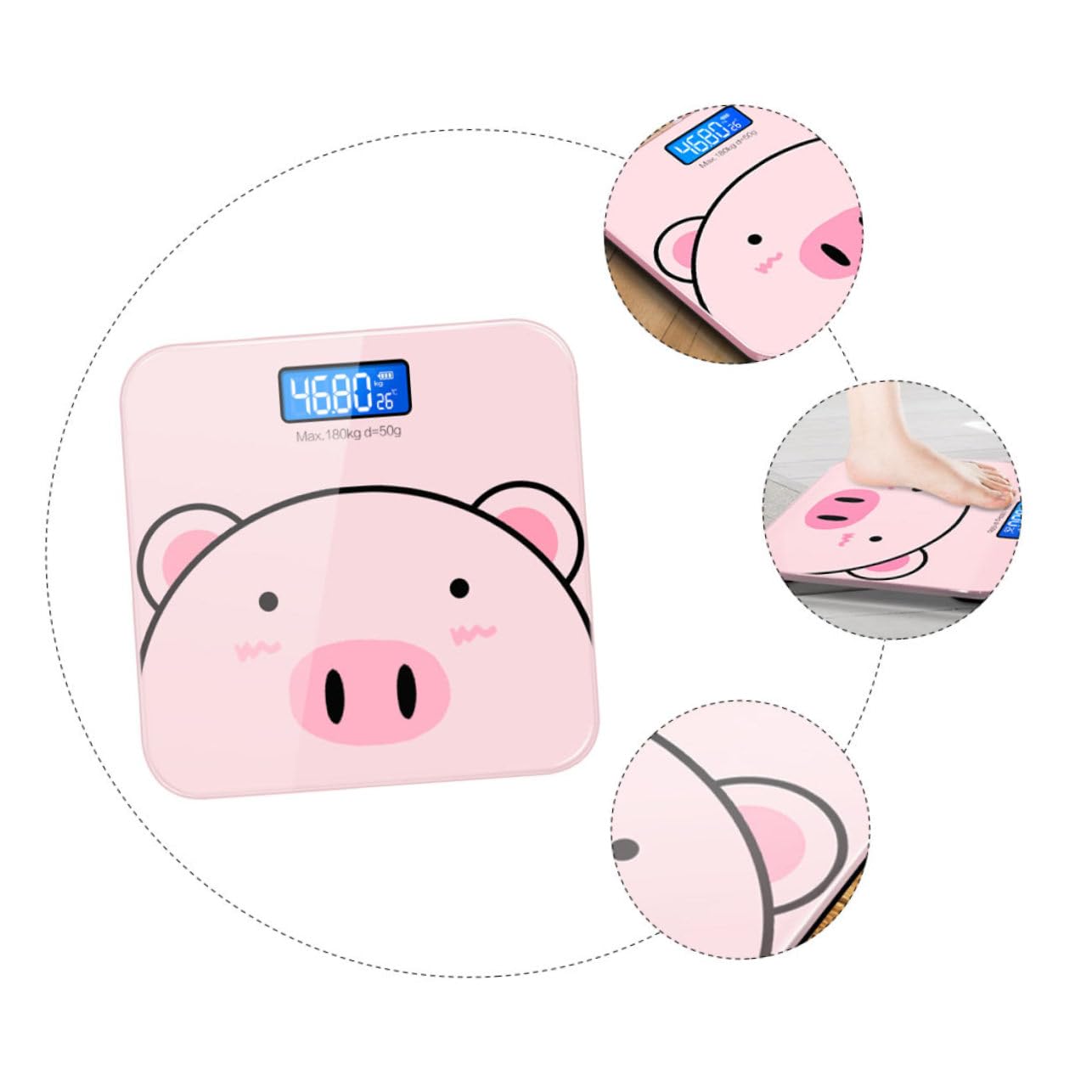 Báscula Digital de Peso Corporal Vidrio Templado y Precisión de 2 Decimales, Diseño de Dibujos Animados Práctica para Obsequio Hogar