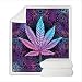 MOUMOUHOME Couverture de lit en peluche avec feuilles de cannabis - 152,4 x 203,2 cm - Pour enfants et femmes - Motif botanique, feuille de marijuana - Bleu et violet