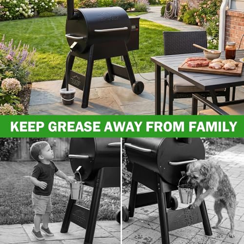Image of Eveanro Upgraded Grease Bucket with Transparent Lid & 2-Pack Foil Liners | Drip Catcher for Pellet Smokers, Compatible with Traeger, Pit Boss, Z Grills, Recteq and More Pellet Grills Accessories