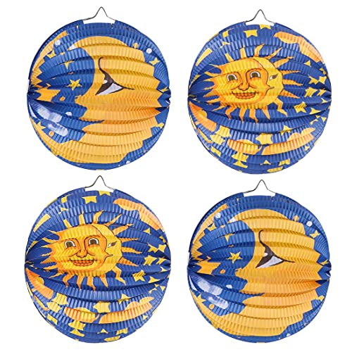 Bluelves Sankt Martin Laterne mit Mond Motiven, 4 Stück Mondlaterne Papier Lampion Ø 24cm -...