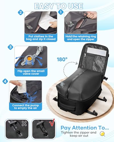 SZLX Sac à Dos Sous Vide Voyage 40x30x20 avec pompe Bagage Cabine Ryanair Wizz air Sous Vide Baggage Cabine 40x30x20 pour Ryanair Bagage à Main Easyjet Sac Ordinateur Portable Femme Homme – Image 6