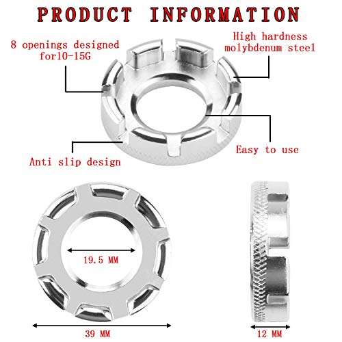 Kbrotech Bicycle Spoke Wrench，Bike Wheel Spoke Wrench Tool 8 Sizes in One Bike Rim Truing Tool for Truing and Repairing Cycling Wheels (Silver) - Thumbnail 2