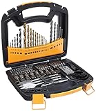 Amazon Basics - Juego de brocas de taladro y destornillador con puntas de acero para metal, madera, plástico,...