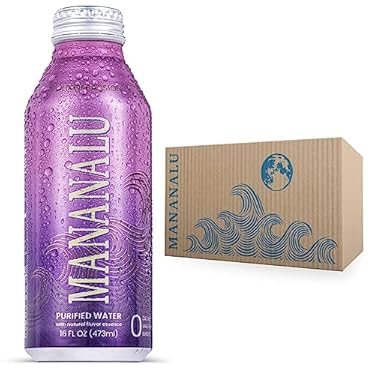 AMAZON - Mananalu Pure Water, Lilikoi Passion Flavored Purified Water with Electrolytes in a BPA-Free, Eco-Friendly, and Infinitely Recyclable 16 oz. Resealable Aluminum Bottle (Lilikoi Passion, 16 Fl Oz (Pack of 12))