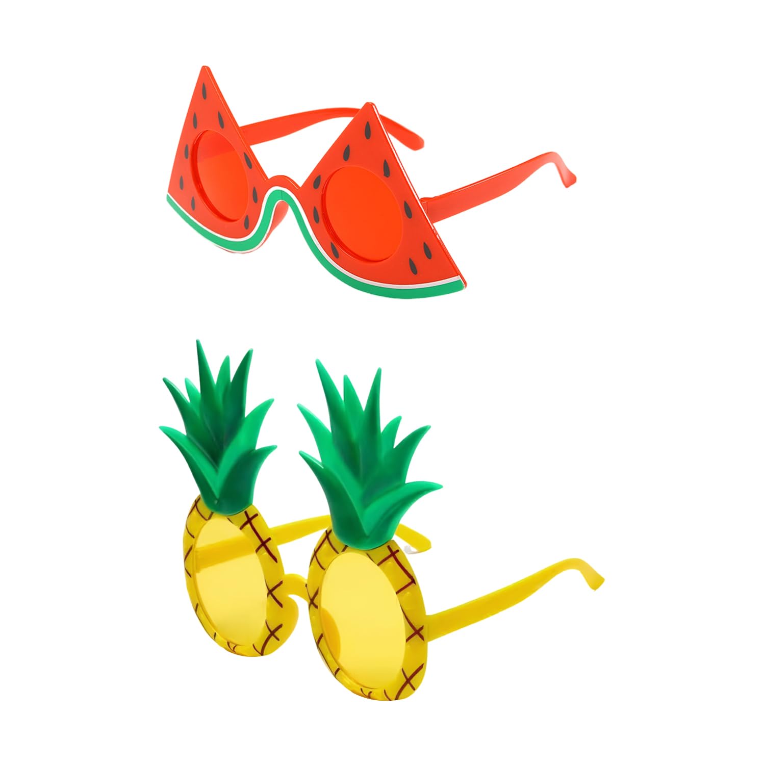 PLLDVEFD 2 Pieces Of Fruit Glasses, Watermelon Pineapple Glasses, Fun Summer Glasses, Universal Men And Women, Creative Funny Glasses, Hawaiian Party Glasses.