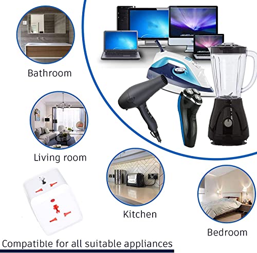 مقبس محول متعدد المنافذ بـ 3 اتجاهات، محول عالمي للسفر لاجهزة المطبخ والمكتب واللابتوب والتلفزيون والاضاءة الداخلية، محول طاقة مع مقابس متعددة