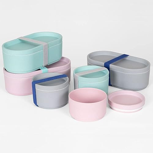 Miniatura 4 de Caja Bento de bambú natural sin BPA - Gris