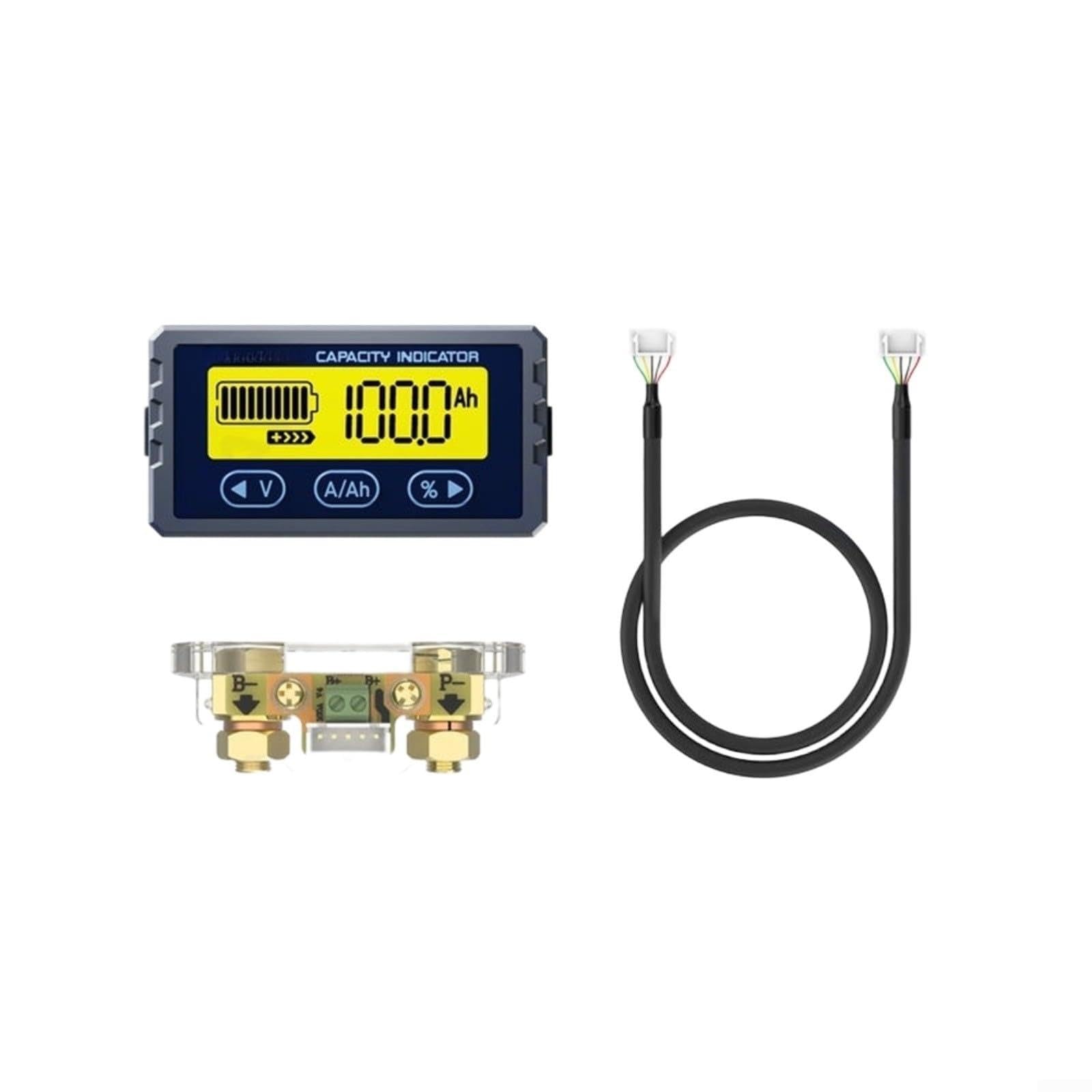 Voltímetro de litio Coulomb Contador 8-120V 0-150A Precisión ± 1,0% Tiempo Real Monitor para Vehículos Eléctricos Resistente al Agua Aluminio