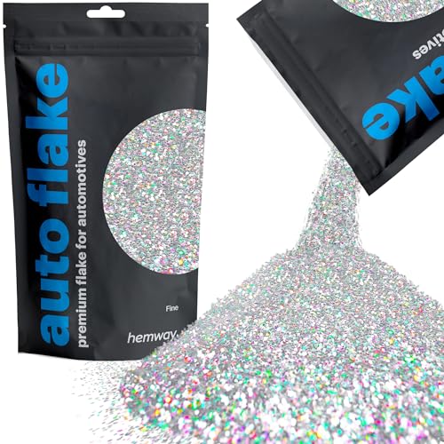 Image of Hemway Auto Flake Glitter Additive 3.5oz Fine Silver Holographic | Metal Flake for Custom Auto Paint & Coatings, for Car, Motorbike, Truck, Vehicles, Automotives