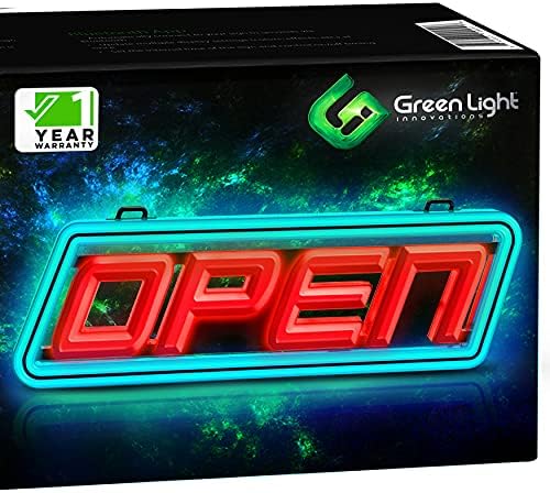 GLI Super-Bright LED Open Sign – Stand Out in Daylight too with this Ultra Bright SMD LED Sign in Electric Blue & Red – 15 x 5 Inch Fits Any Window – Includes Fixings