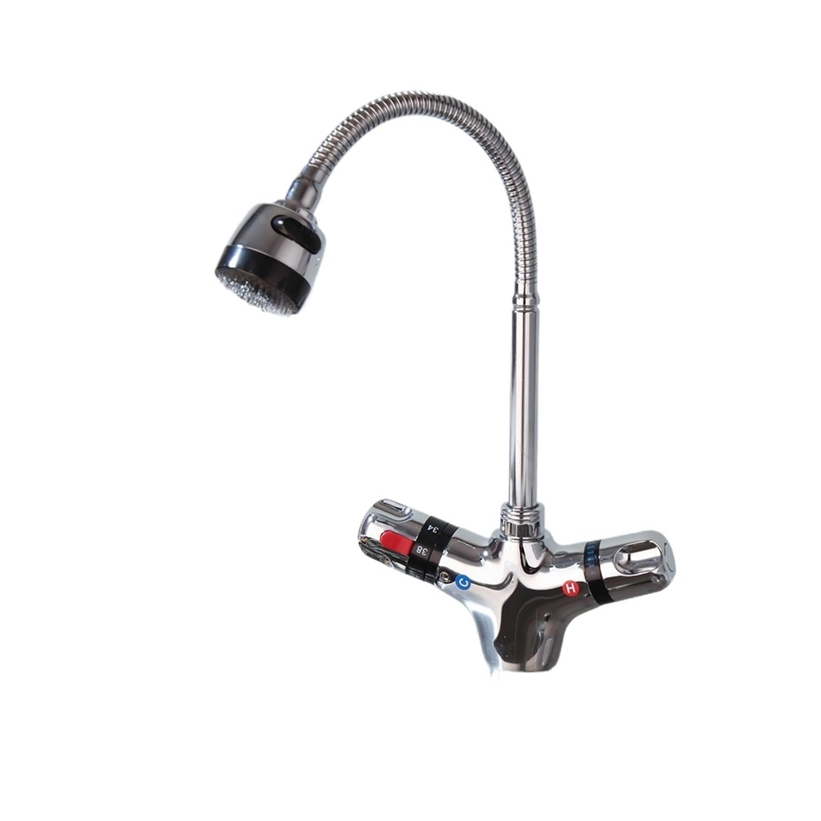 Mitigeur thermostatique de cuisine en laiton massif chromé pour eau chaude et froide