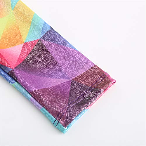 Girls Leotards for Gymnastics Ballet Dance Long Sleeve Geometric Metallic Leotards Unitards Bodysuit Dancewear Size 10