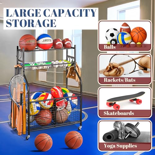 Mythinglogic-Sports-Equipment-Garage-OrganizerGarage-Ball-Storage-for-Sports-Gear-and-Toys-Rolling-Ball-Cart-with-Wheels-for-IndoorOutdoor-Use Mythinglogic Sports Equipment Garage OrganizerGarage Ball Storage for Sports Gear and Toys Rolling Ball Cart with Wheels for IndoorOutdoor Use