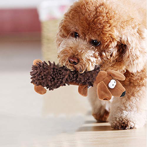 Juguete de peluche con sonido para perros pequeño marrón miniatura 5