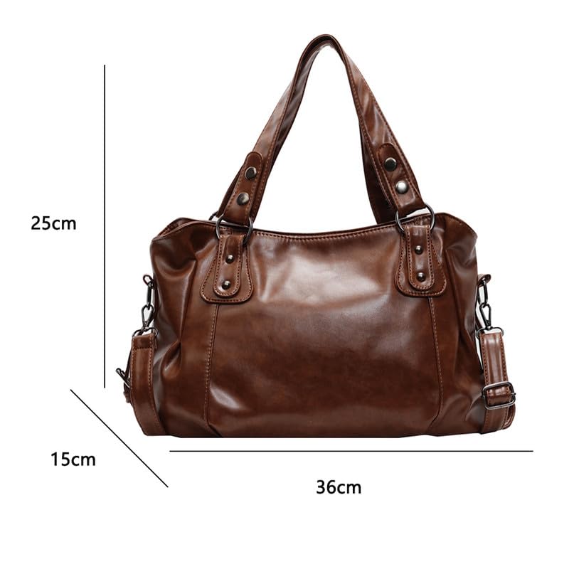 Hobo Borsa a mano con Tracolla da Donna in Pelle Sintetica Borsa Bauletto Sacchetto Borsa a spalla Borse Tote Donna Borse Manici Lunghi Donne Borsetta Marrone scuro