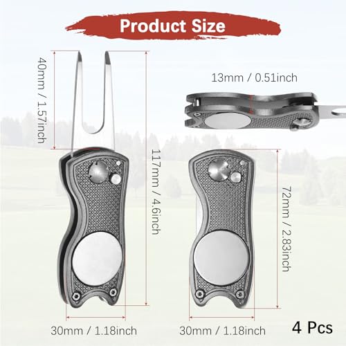 Arregla piques de golf plegable con marcador magnético kit de 4 piezas color gris 3