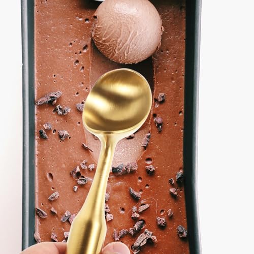 Cuchara para helado dorada de acero inoxidable con mango largo 7