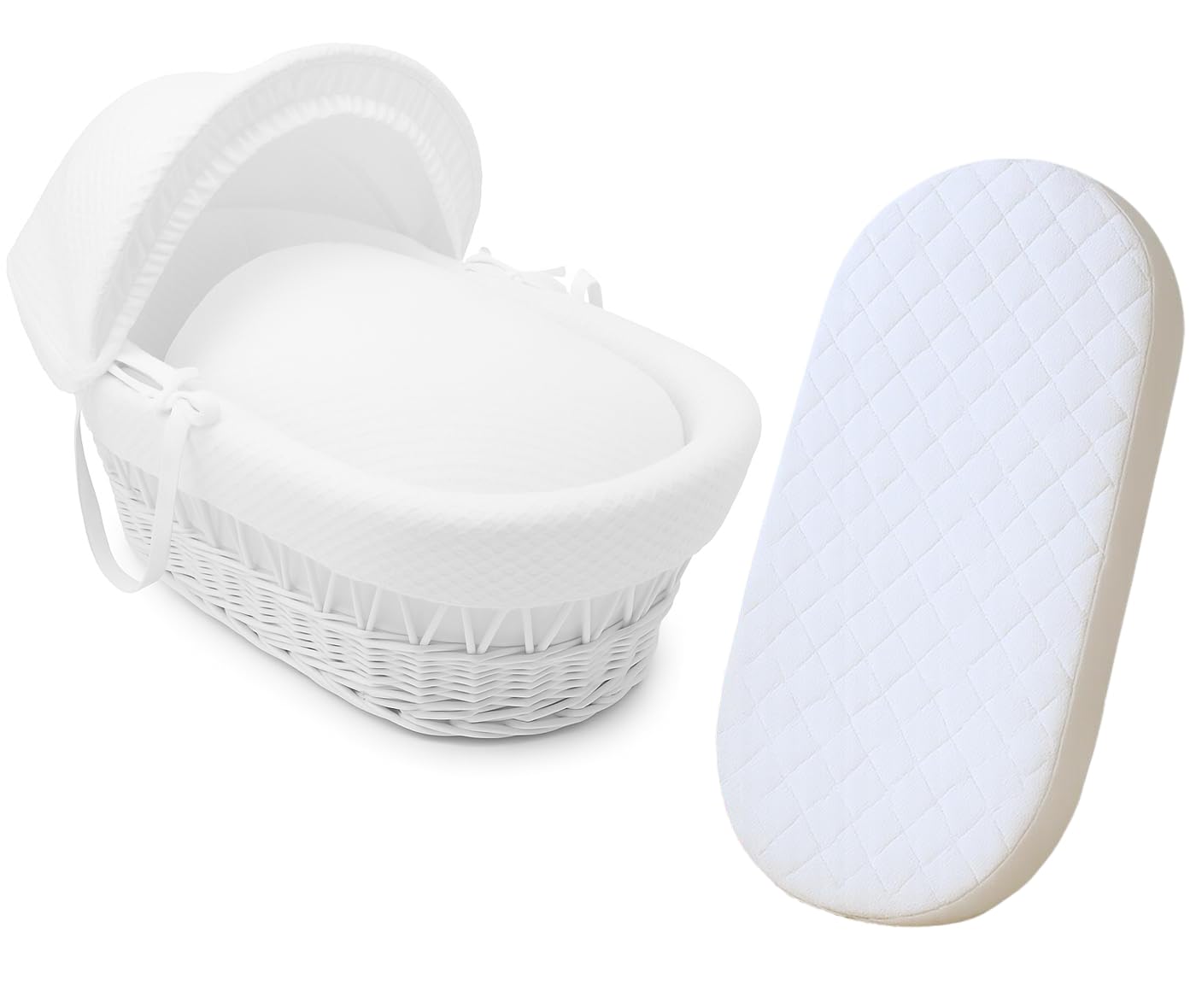 Crescent Textile Moses Pram Basket Mattress Extra Thick Super Soft & Nurture Classic Foam Mattress Easy to Fit For Baby Pram Crib Bassinet Baskets Oval Shape (72 X 28 X 4cm)