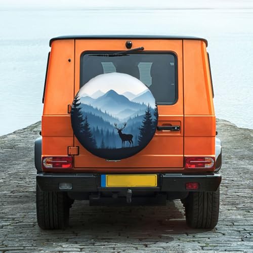 Image of IBILIU Pink Flamingo Spare Tire Cover,Bird Palm Trees Sunset Animal Tire Cover Wheel Protectors Weatherproof Universal Fit for Cars Trailer RV SUV Camper Truck - 15 Inch