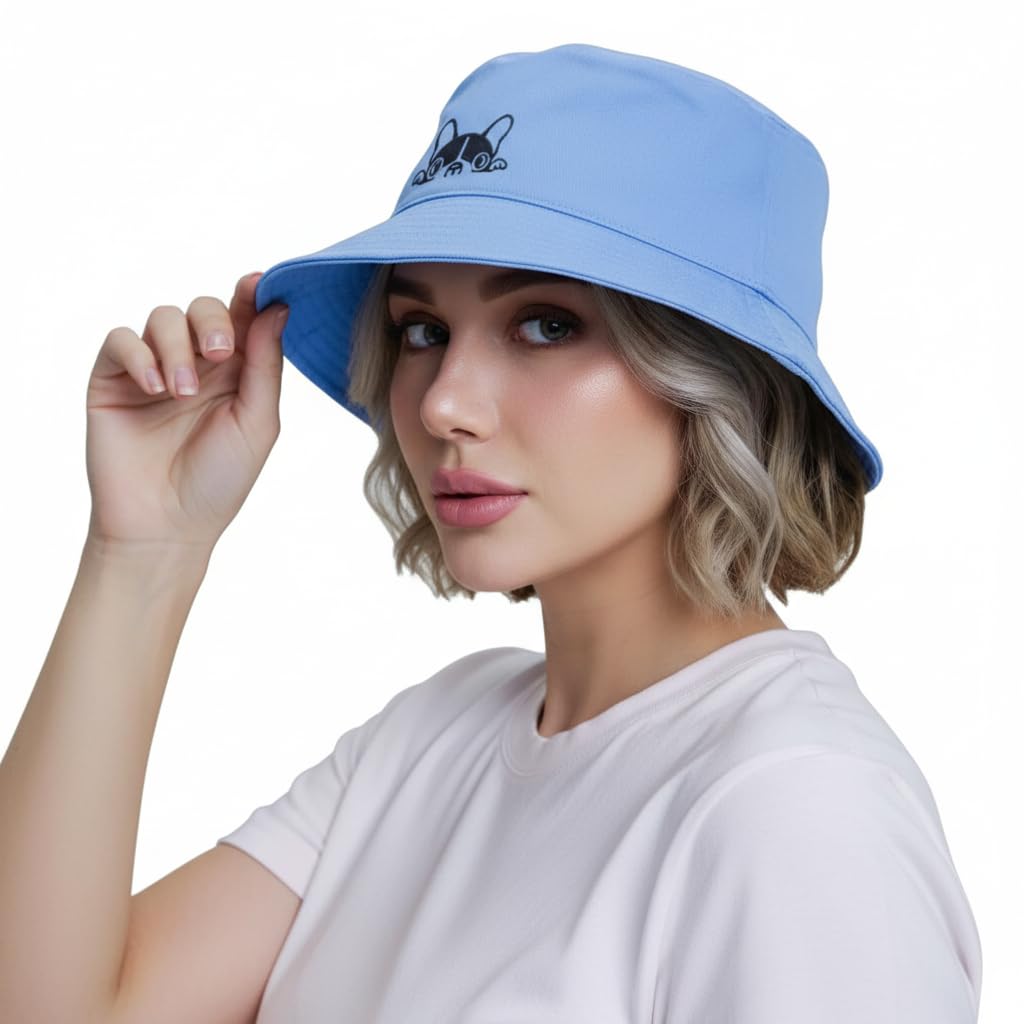 Tomorrow Rabbit Pattern Bucket Hat for Women - Sun Protection Headwear, Unisex Design, Foldable & Easy to Carry - Breathable Cotton Spring/Summer Hat - Gift Idea White-image-25